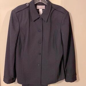 Liz Claiborne 100% wool suit, navy blazer jacket and slacks, size 14